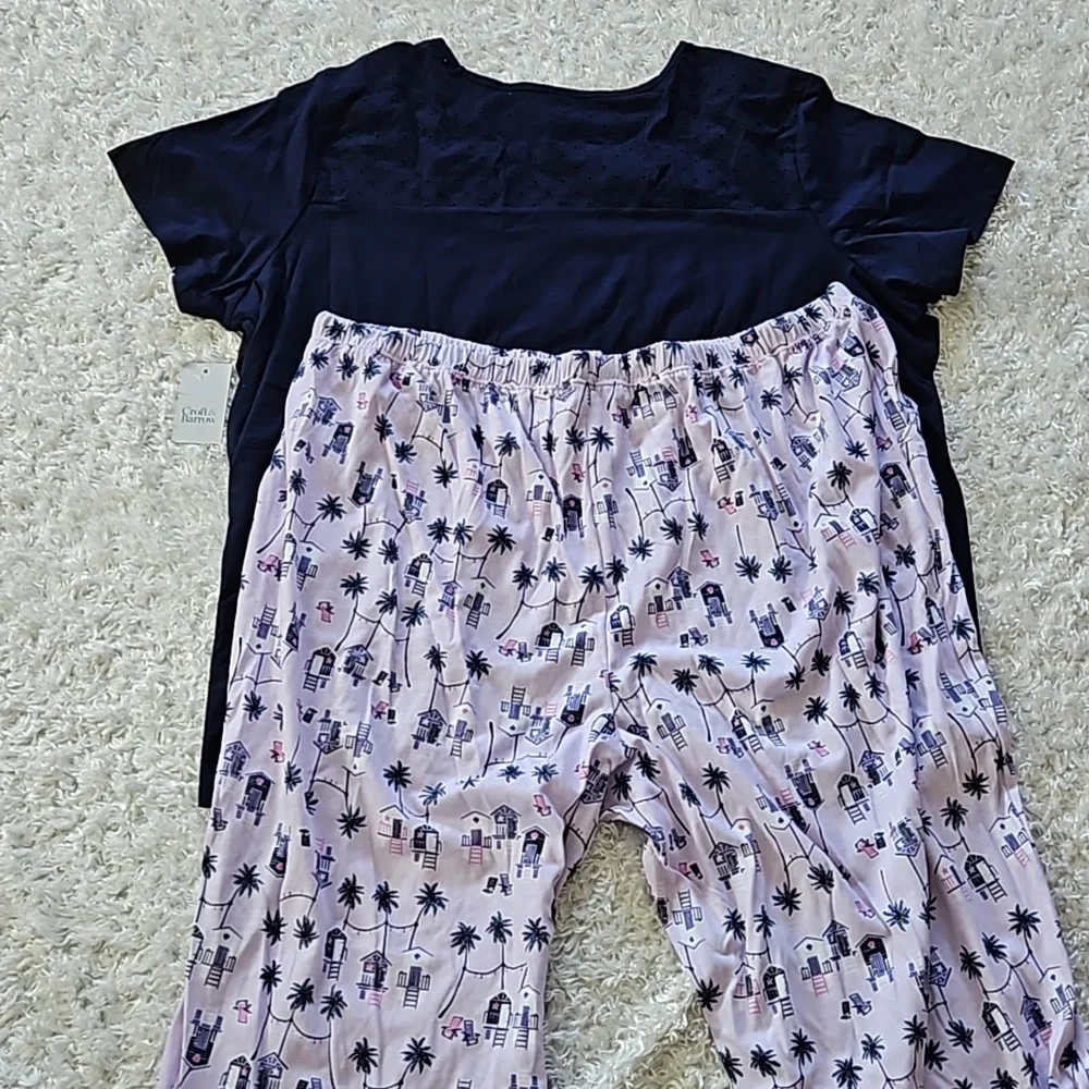 Pajama loungewear set With Eyelet Embroideries
